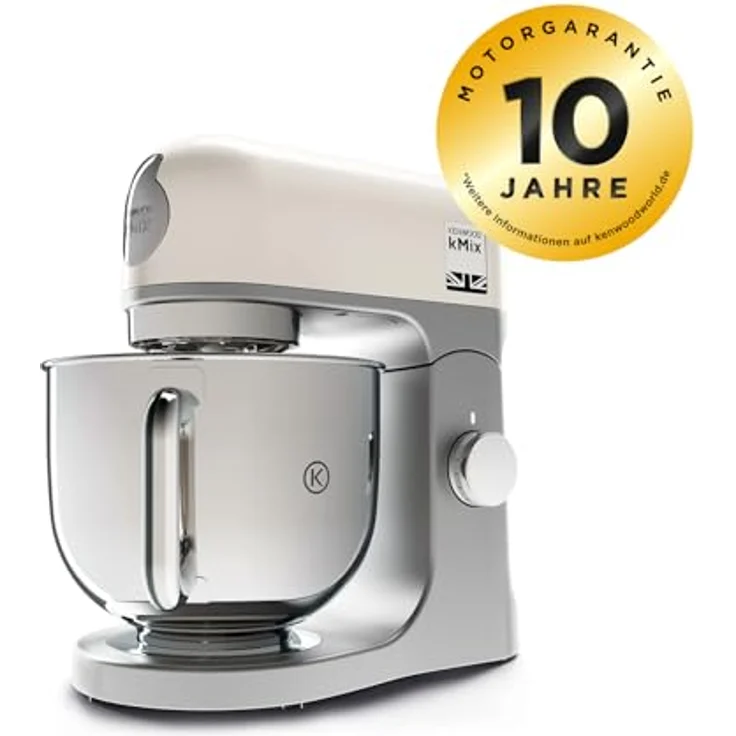 Kenwood kMix KMX750CR Küchenmaschine, 5 l Edelstahl Schüssel, Safe-Use-Sicherheitssystem, Metallgehäuse, 1000 Watt, inkl. 3-Teiligem Patisserie-Set und Spritzschutz, creme, Serie: kMix – Bild 2