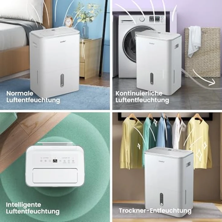 Comfee Easy Dry Luftentfeuchter, 20L/Tag, 4 Modi, 3L Tank, Wäschetrockner mit Swing-Funktion, für Räume bis 40㎡, Weiß – Bild 5