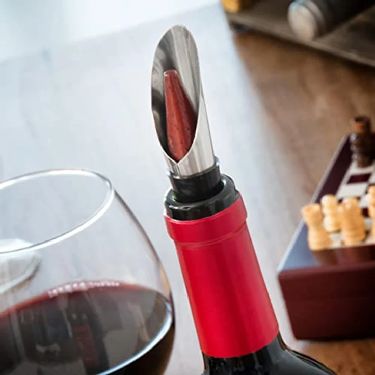 InnovaGoods Korkenzieher Weinzubehörset mit Schachspiel 37 Stück, Holz und Edelstahl – Bild 6