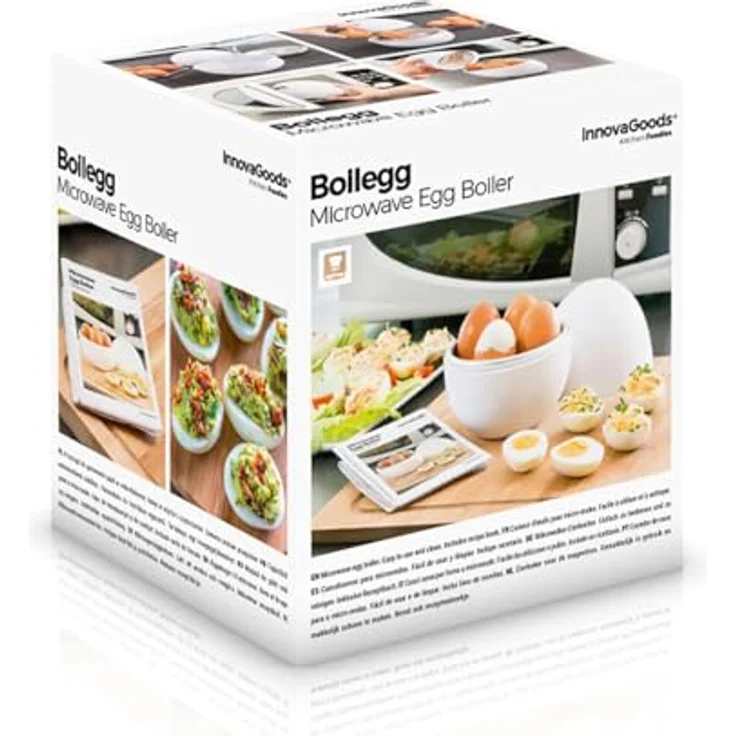 Innovagoods bbb_V0101051 Eierkocher für Mikrowelle mit Rezept Boilegg, Weiß – Bild 6