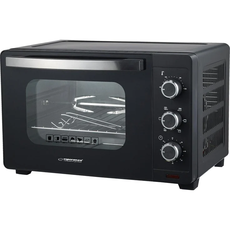 Esperanza EKO006N Mini-Backofen, 25 l, 1600W, mit Konvektion und Spiess, Schwarz
