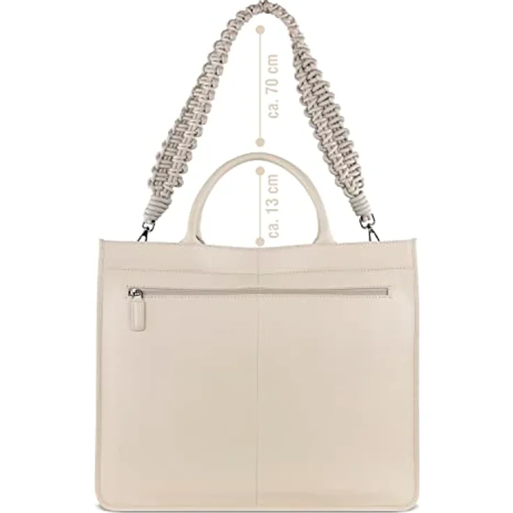 Bugatti Shopper Daphne Tote Bag, hochwertiges Rindleder, geflochtener Henkel und Schultergurt, schwarz – Bild 3