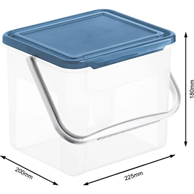 Rotho Basic Aufbewahrungsbox 5l mit Deckel und Henkel, Kunststoff (PP) BPA-frei, transparent/blau, 3kg/5l, (21 x 20 x 18 cm) – Bild 2