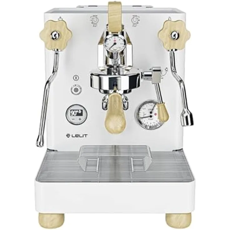 Lelit Bianca PL162T, Espressomaschine mit doppelt Boiler, Paddle-System, L58E-Gruppe und edlem Nussbaumholzgriff, Edelstahl