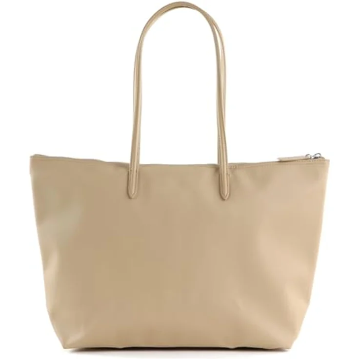 Lacoste L.12.12 Concept Shopper L, 35 cm, Hellbraun, mit Reißverschlussfach und Leder-Schulterriemen – Bild 3