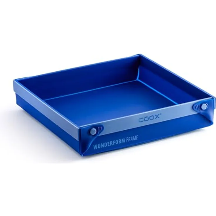 Coox Backform eckig Frame MQ 25.5 cm x 24 cm x 5.5 cm, faltbare Silikonform mit Antihaft-Oberfläche, Blau