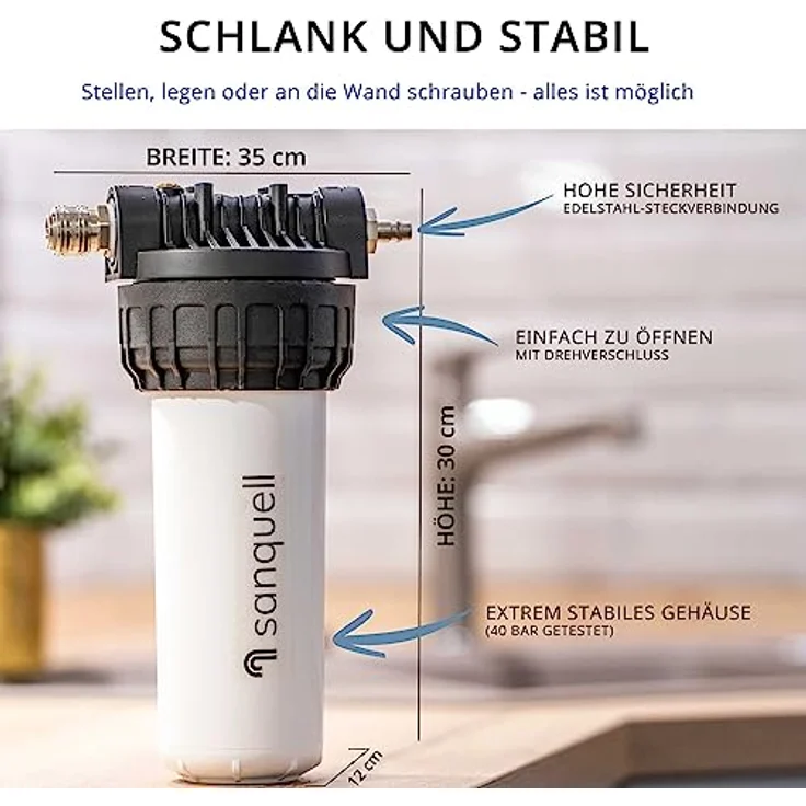 Premium Untertisch Wasserfilter, 8 Liter/Minute, entfernt 100 Schadstoffe, hohe Kapazität, kein separater Wasserhahn nötig, nachhaltiges Design, Made in Germany – Bild 4