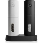 LARS NYSØM Salz und Pfeffer Mühle Elektrisch 2er Set mit einstellbarem Keramik-Mahlwerk von grob bis fein I Design Gewürzmühlenset Automatisch (2 Stück, Black/White)