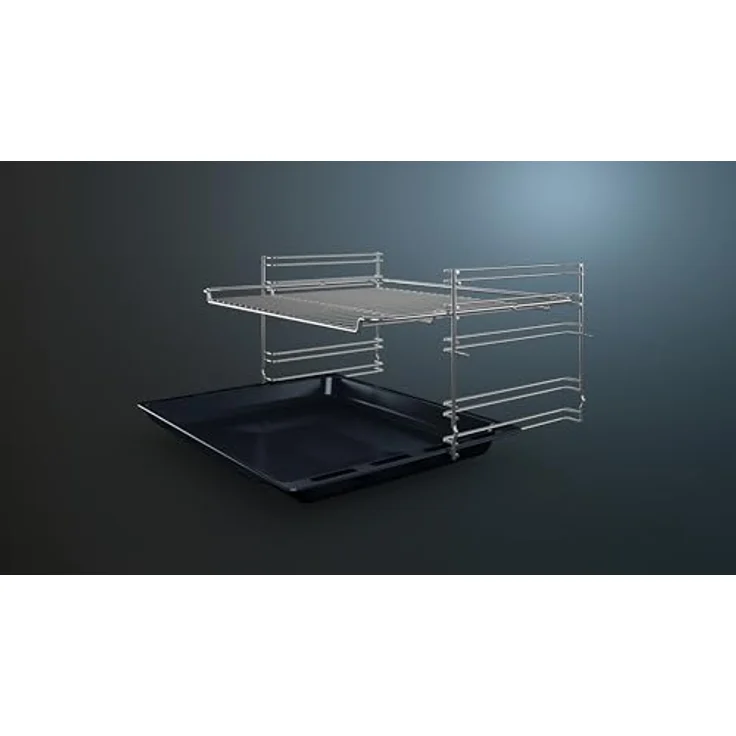 Siemens iQ100 Einbau-Backofen HB013FBB1, 3D Heißluft, Schwarz, Edelstahl, 60 x 60 cm, Schnellaufheizung – Bild 2
