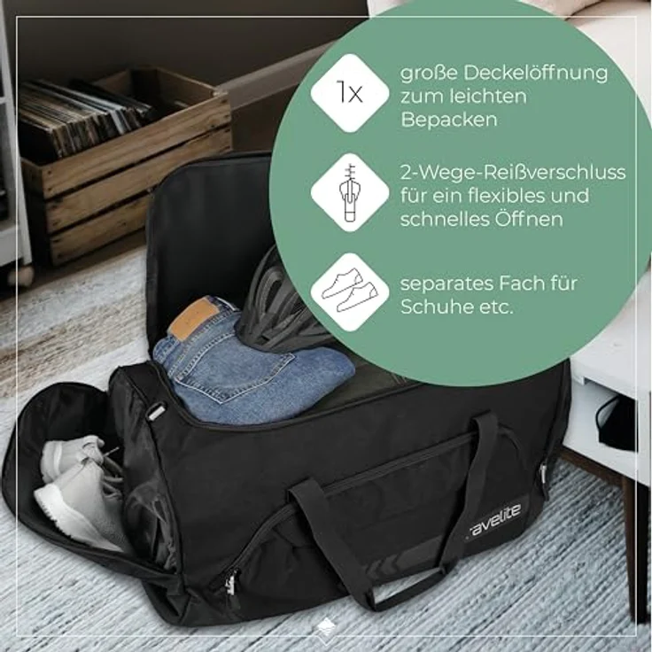 Travelite Kick Off Weekender Reisetasche XL, 70 cm, schwarz, 100% Polyester – Bild 5