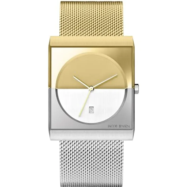 Jacob Jensen Herren-Armbanduhr Quarz Bicolor 516, Edelstahl beschichtet, Klappverschluss, bicolor