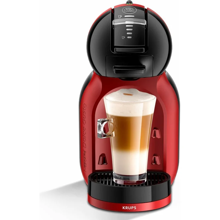 Krups Nescafé Dolce Gusto Mini Me KP123HAS, Kapsel-Kaffeemaschine mit 15 bar Druck, 0,8 L Fassungsvermögen, Heiß- und Kaltgetränke, Schwarz-Rot