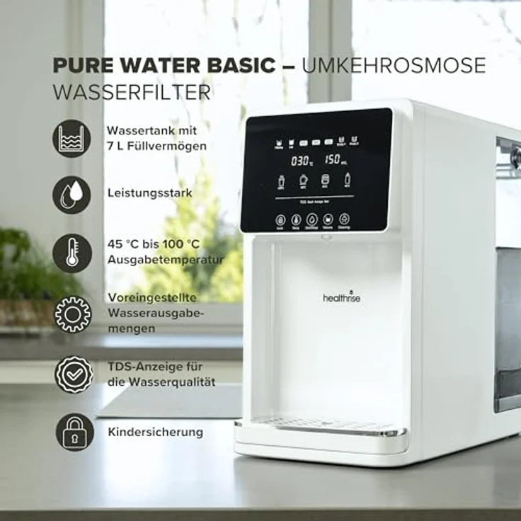 Health Rise Pure Water Basic, Umkehrosmose Wasserfilter mit 7 Liter Tank und Heißwasserfunktion für Haushalt und Büro – Bild 5