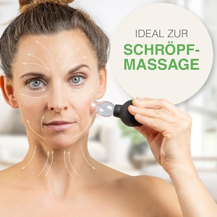 BACKLAxx® Massagegerät Schröpfgläser, 5-teilig 7-tlg., 5x Glocken, 1x Faszienschaber, 1x Mikrofasertuch, medizinisches Glas – Bild 5