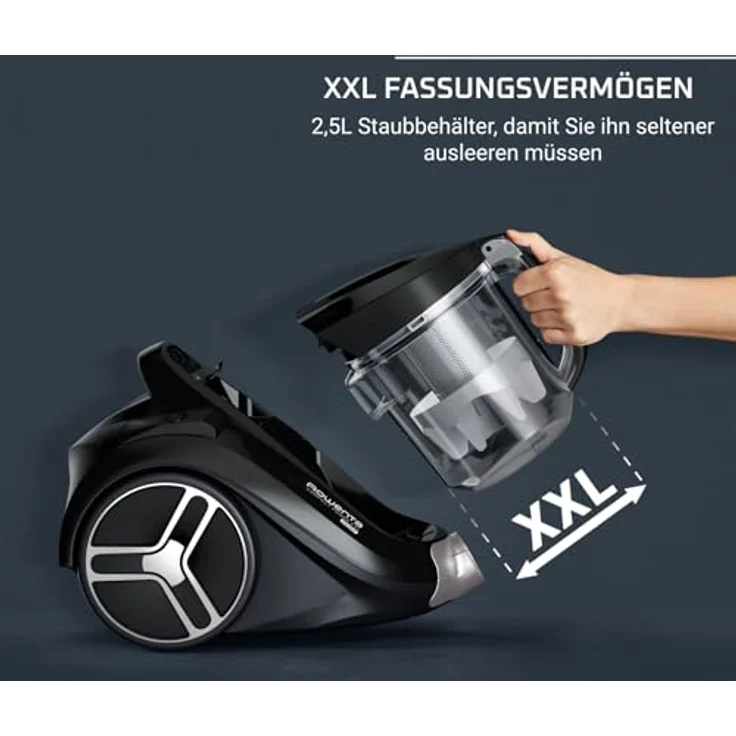 Rowenta RO4B23 Compact Power XXL, beutelloser Bodenstaubsauger mit 900 W, 2,5 Litern und 69 Dezibel, Rot – Bild 4