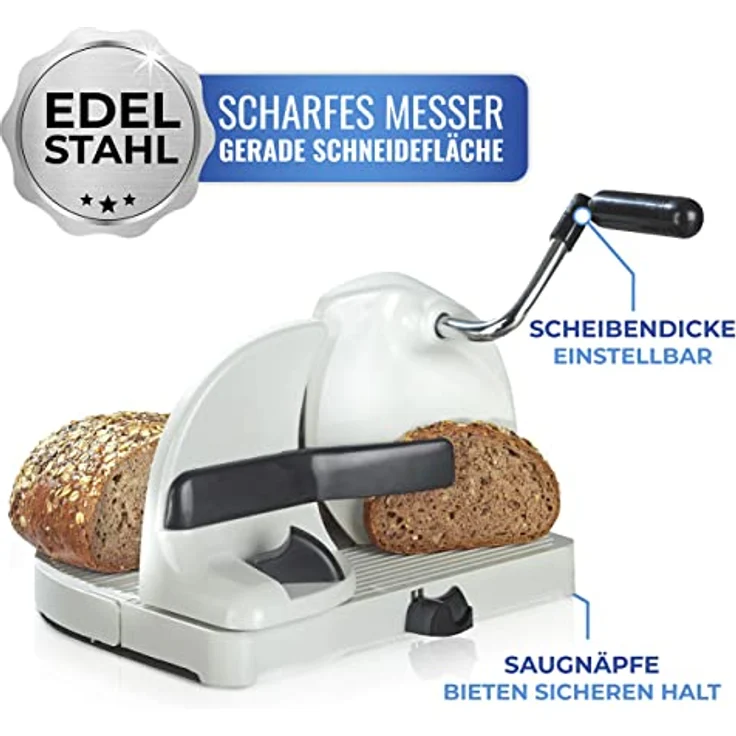 Maximex Brotschneidemaschine mit Handkurbel, silber weiß – Bild 5