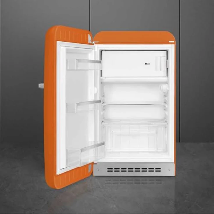 Smeg FAB10LOR6 Kühlschrank, Tisch Top Vintage, 122 l, Gefrierschrank 17 l, Scharniere links, mit Gemüsefach und LED-Beleuchtung, H 97 cm, orange – Bild 5