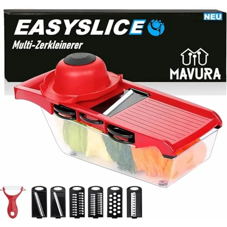 MAVURA EASYSLICE Mandoline Gemüseschneider Gemüsehobel Multischneider, innovativ & hochwertig, BPA frei