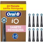 Oral-B iO Sanfte Reinigung, Original Aufsteckbürsten, geeignet für empfindliches Zahnfleisch, Schwarz, 8 Stück