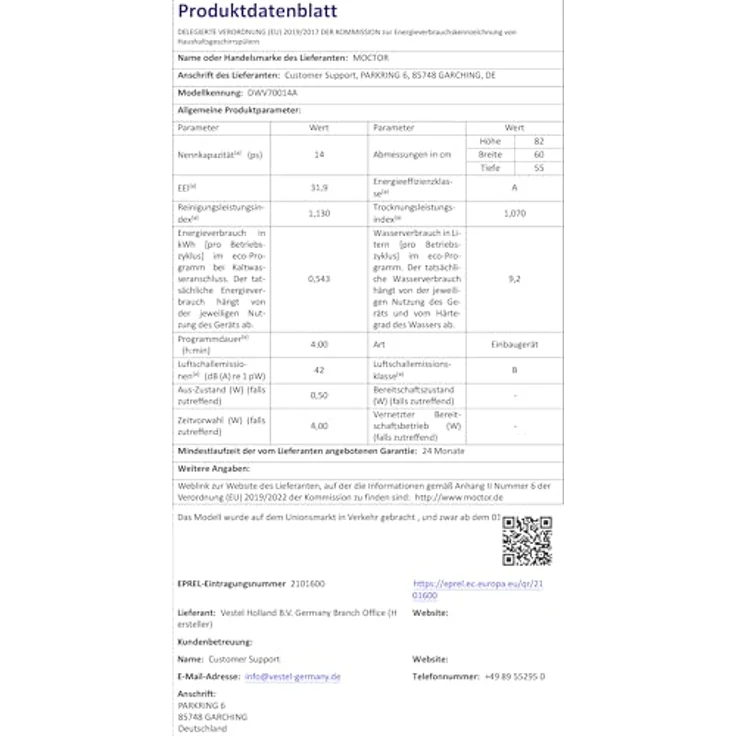 MOCTOR DWV70014A Geschirrspüler vollintegrierbar, 14 Gedecke, Wifi, Aquastop, Edelstahl, 42 dB – Bild 9