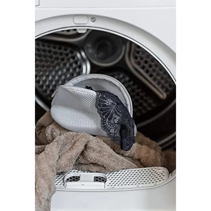 WENKO Feinwäschenetz, 2er Set, BH-Wäschenetz mit Reißverschluss für Feinwäsche, halten die BH-Körbchen in Form und schonen die Kleidung, kochfest, aus hochwertigem Polyester, 24 x 11 x 16 cm, Weiß – Bild 3