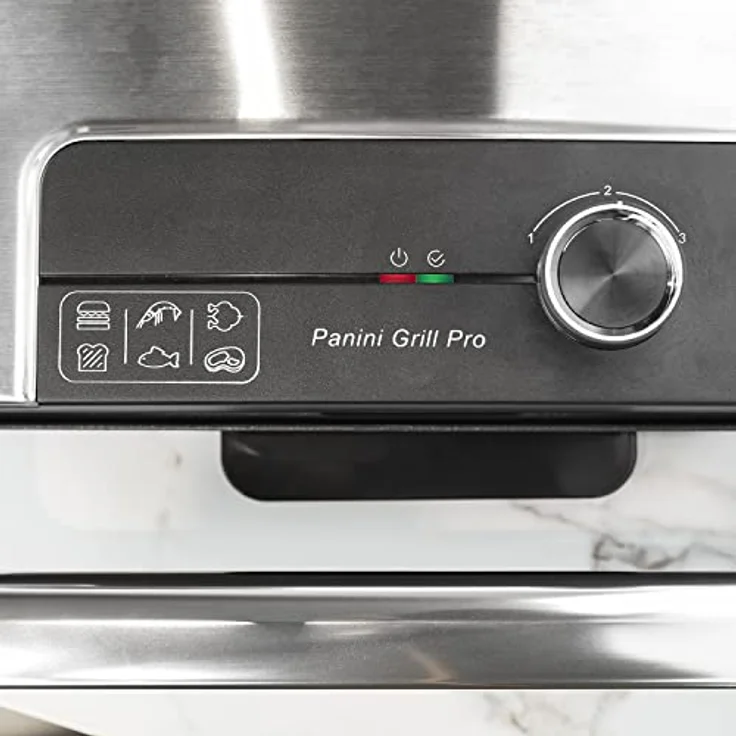 Princess Panini Grill Pro Kontaktgrill, Thermostat, 2000Watt, antihaftbeschichtet, edelstahl, schwarz – Bild 4