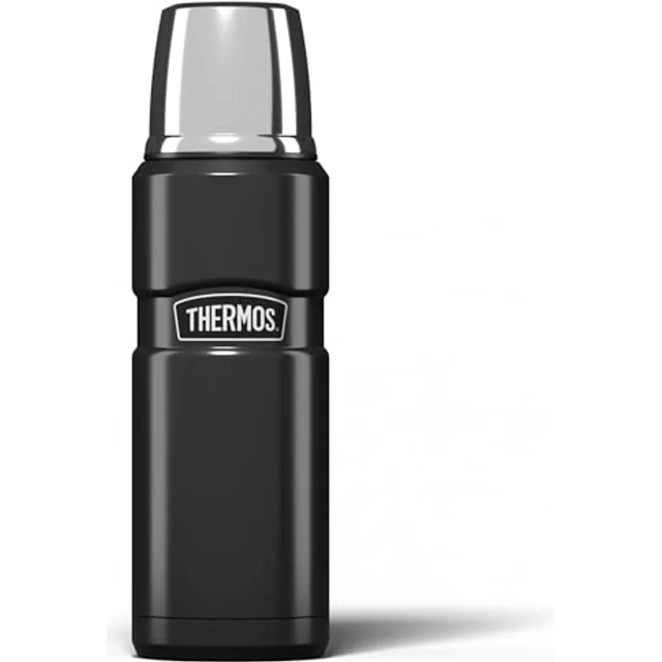 Kleine King Thermos-Kanne grau, aus Edelstahl, hält heiß oder kalt, 470 ml – Bild 2