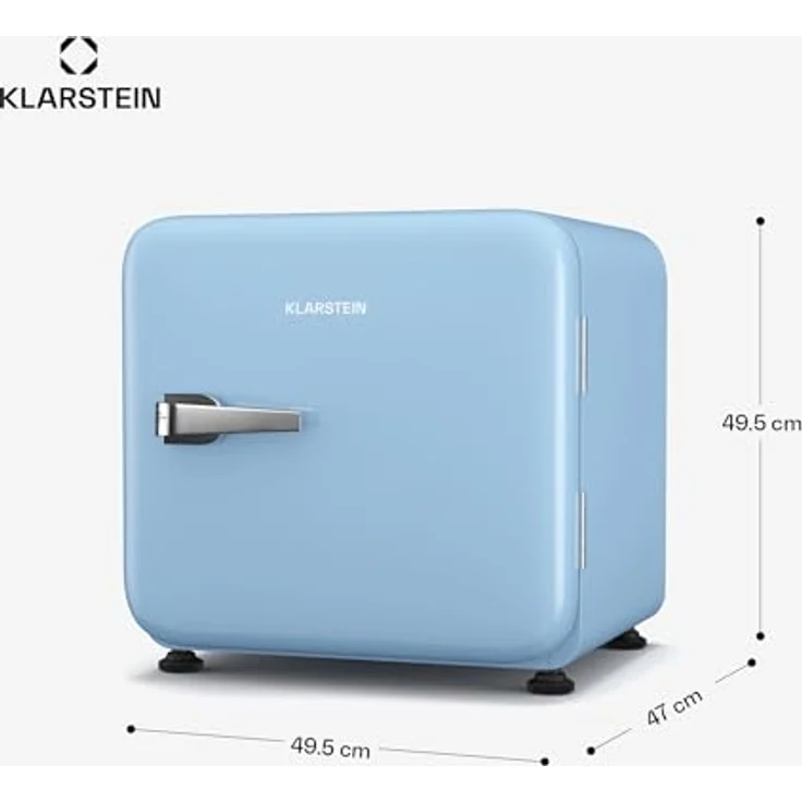 Klarstein Audrey Evo Mini Kühlschrank, 43 Liter, Retro-Design, leise (40 dB), reversible Tür, 49.5 cm hoch, blau – Bild 7