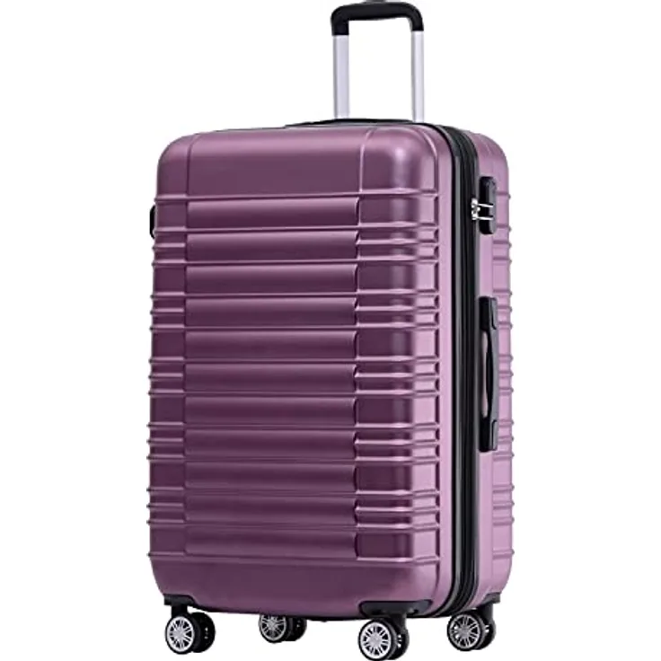 BEIBYE Zwillingsrollen Reisekoffer Hartschale M-L-XL-Set, Violett, Größe L mit erweiterbarem Innenvolumen und kratzfester Oberfläche
