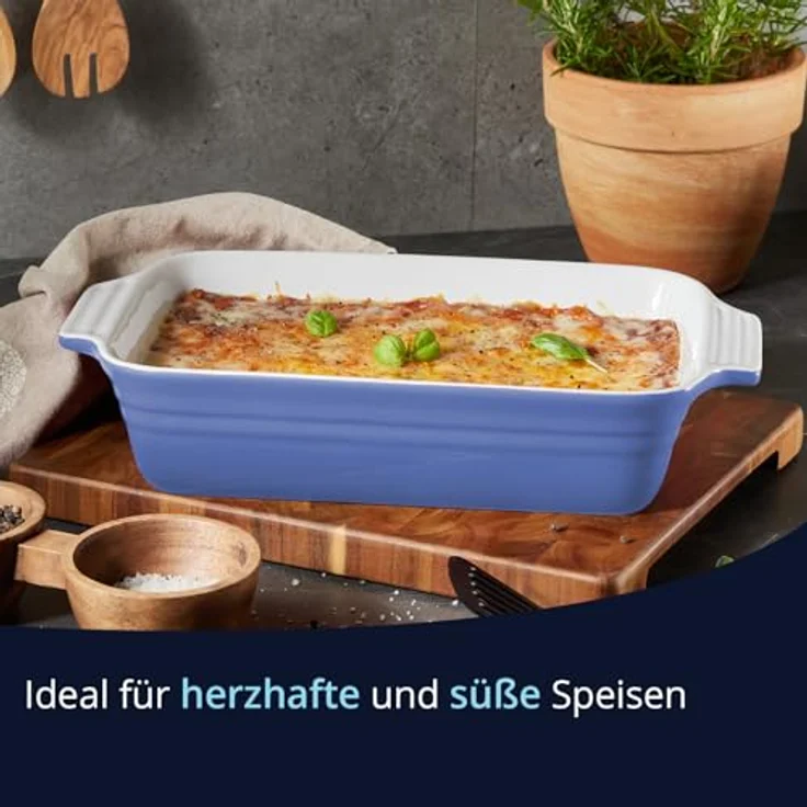 KHG Auflaufform klein 22 cm, 0,5 Liter in Hellblau, kratzfeste Keramik-Ofenform für 1 Person, hitzebeständig & spülmaschinengeeignet – Bild 2