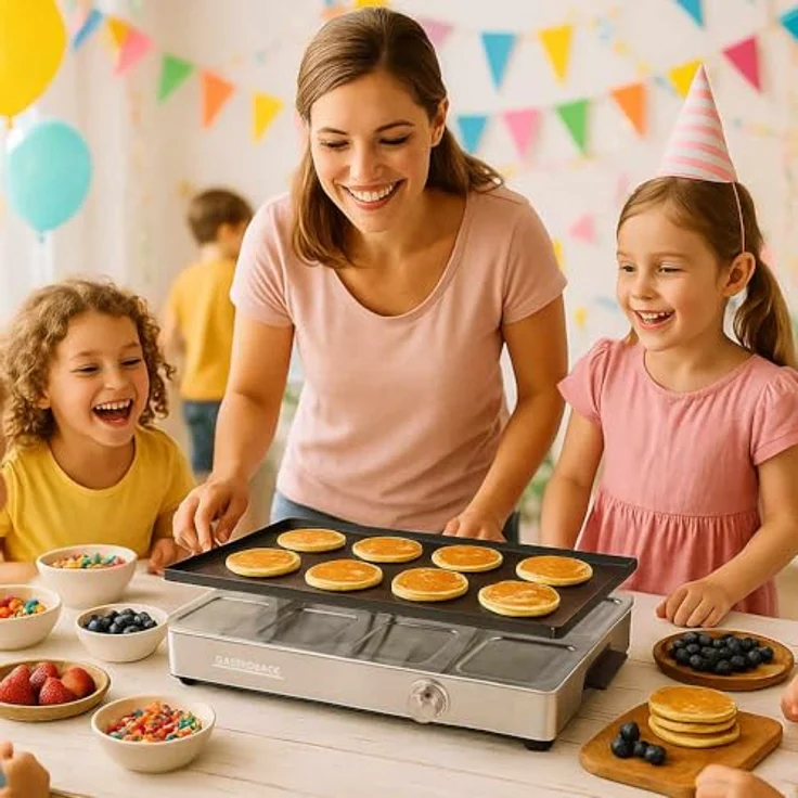 Gastroback Raclette Grill & Pancake Station, 12 Raclettepfännchen, 1.700 W, Edelstahl, stufenlose Temperaturregelung, schwarz/silber – Bild 4