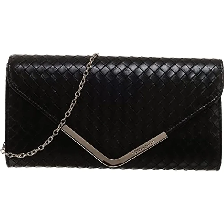 Tamaris Clutch Clutch Bag, schickes Design in Schwarz mit abnehmbarer Kette und Magnetverschluss