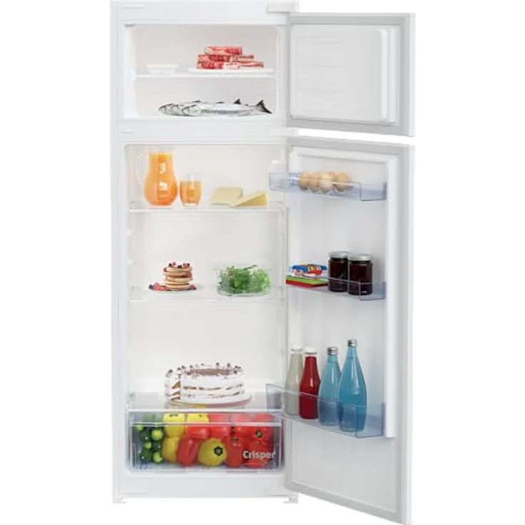 Beko BDSA250K4SN b100 Integrierbare Kühl-/Gefrierkombination, 220 l Nutzinhalt, 176 l Kühlen, 44 l Gefrieren, 145er Nische, Schlepptürtechnik, 37 dB, Einbau-Gerät, weiß – Bild 1