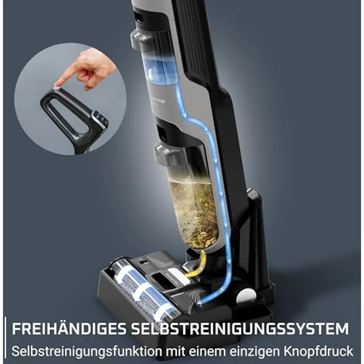 Rowenta X-Clean 4 kabelloser Nass- und Trockenstaubsauger, zeitsparende 2-in-1 Reinigung mit Saugen und Wischen, intelligente Schmutzerkennung, extra-lange Laufzeit, Grau – Bild 5