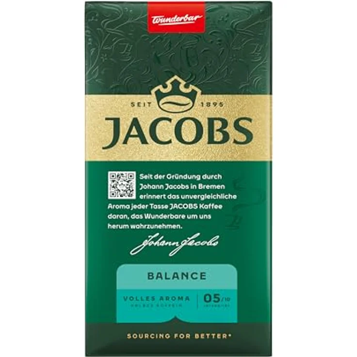 JACOBS Krönung Balance, gemahlener Kaffee mit mildem Geschmack und halbem Koffeingehalt, 500 g – Bild 3
