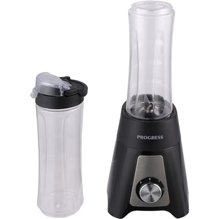 PROGRESS EK5883PVDE Kompakter Mixer – Elektrischer Smoothie-Maker, 600 ml Fassungsvermögen, 2 Geschwindigkeitsstufen mit Pulsfunktion, 2 tragbare Sportflaschen, Easy-Drink-Deckel, 400W – Bild 1