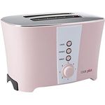 Cookplus Rosa Toaster 800W 220-240 V AC 50 Hz für 2 Brotscheiben, 7 Heizstufen, Abschalttaste, Aufwärmfunktion und Einfach zu Reinigender Bröselschale