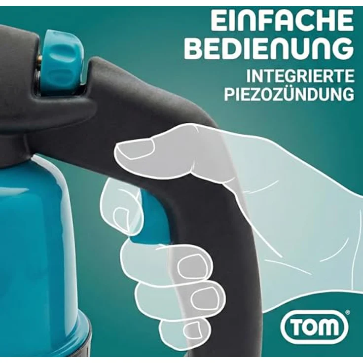 TOM GB-190 Lötbrenner, leistungsstarker Flambierbrenner mit 1300°C, Piezozündung, 1300W, inkl. optional 4x 190g Gaskartuschen – Bild 5