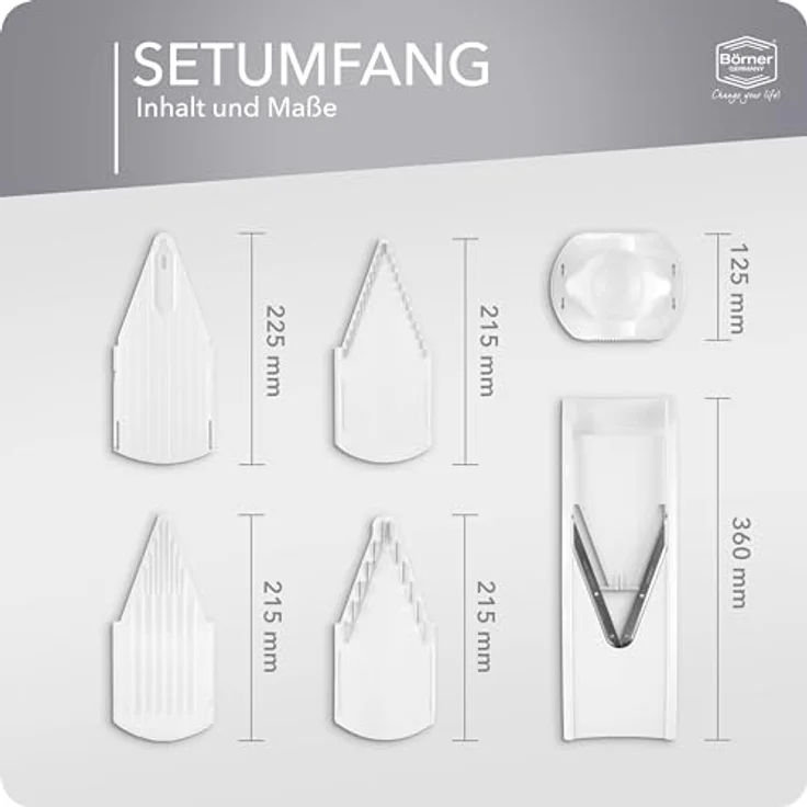 Börner Gemüsehobel V1 ClassicLine Starter Set, Kunststoff, mit 2 Messereinschüben weiß – Bild 7