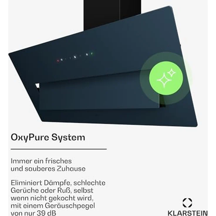 Klarstein SleekAir Dunstabzugshaube - 90cm Kopffreihaube, 718 m³/h, A++ Energieeffizienz, Touch-Bedienung, LED 5W, Duale Belüftung, Anthrazit – Bild 3