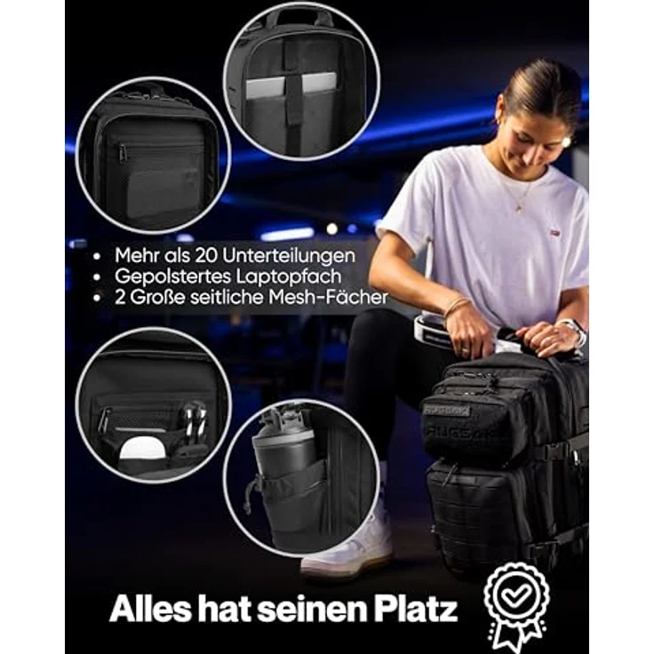 RUGSAK Alpha Go 25L Rucksack Phantom Black – Wasserabweisend, 18-Zoll Laptopfach, Ergonomisch, Alltag, Reise & Outdoor – Bild 5