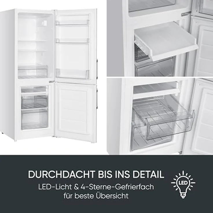 SEVERIN DT 8770 Kühl-Gefrier-Kombination, 121 Liter Kühlinhalt, 52 Liter Gefrierinhalt, Energieeffizienzklasse C, Farbe: weiß – Bild 6