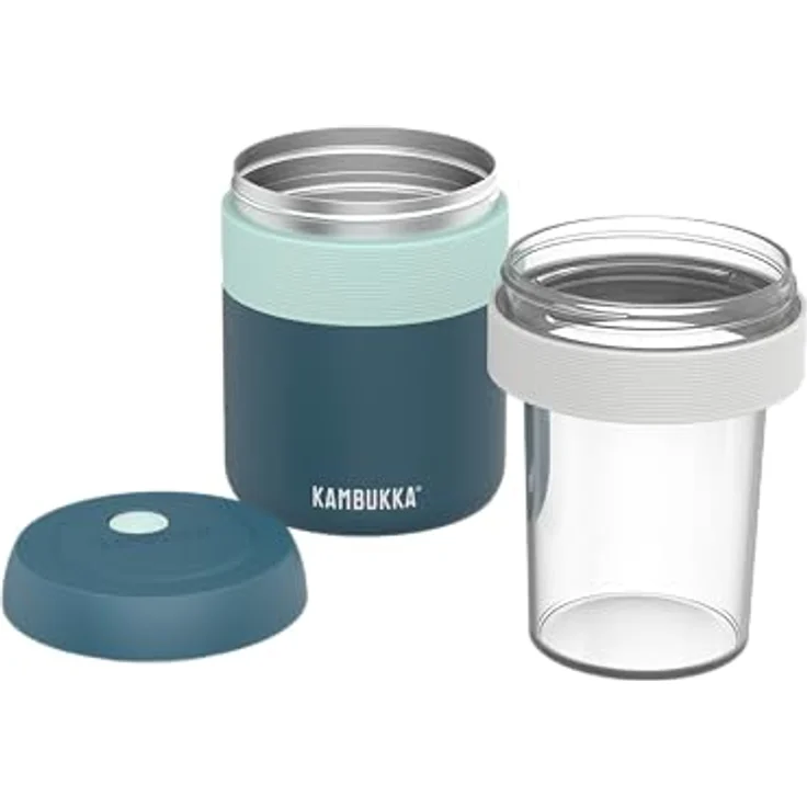 Kambukka Bora Lunchbox, 600 ml, doppelwandig, vakuumisoliert, 100% auslaufsicher, Türkis-Blau – Bild 4