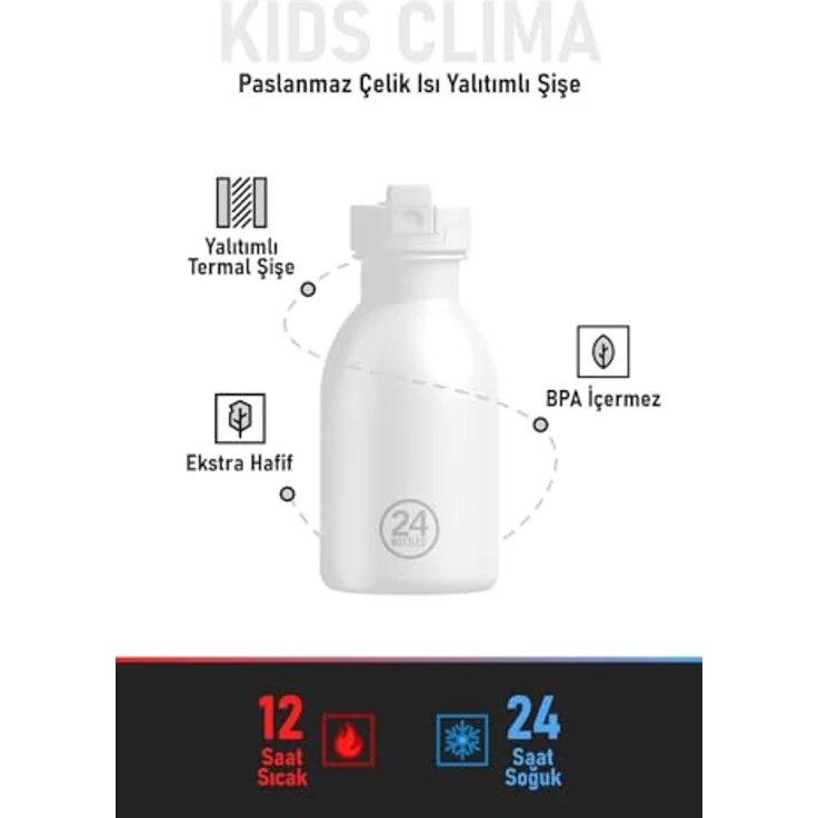24 Bottles Kids Clima Bottle Jungle Friends, isolierte Trinkflasche aus Edelstahl, 330 ml, bunt mit Strohhalm für Kinder – Bild 6
