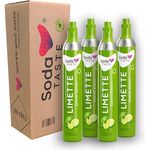 SodaTASTE CO2-Zylinder tauschen 4er-Pack (Refill) für Wassersprudler, mit natürlichem Limettenaroma, ohne Sirup, zuckerfrei - Spar-Paket für bis zu 240l Sprudelwasser
