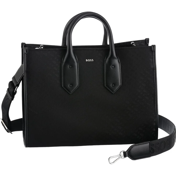 BOSS Shopper Sandy MED Tote M, große Damen Henkeltasche, Umhängetasche mit abnehmbarem Schultergurt, schwarz – Bild 1