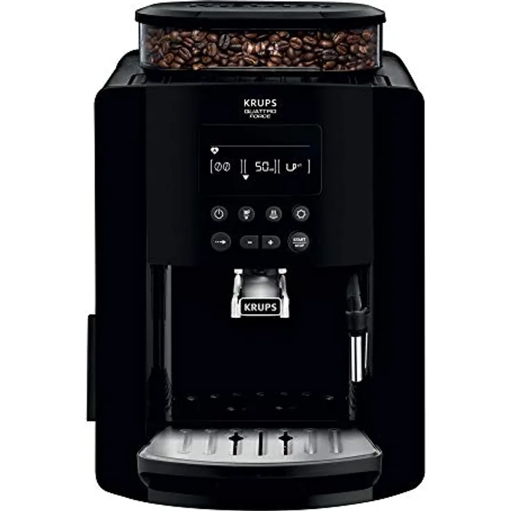 Krups Arabica YY3074FD, Espressomaschine mit eingebautem Mahlwerk, 1450 W, 1,7 l Wassertank, Schwarz
