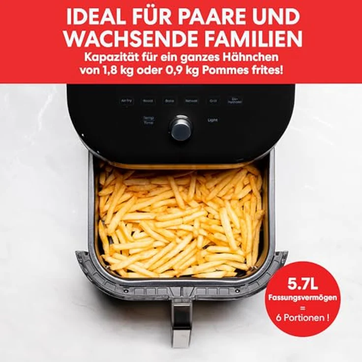 Instant Pot Instant Vortex Plus mit ClearCook - 5.7L Digitale Gesunde Heißluftfritteuse, Edelstahl, 6-in-1 Smart Programme, 1700W – Bild 5
