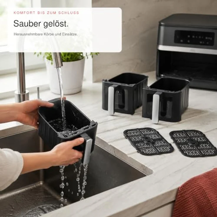 Solis Air Fryer Duo Typ 8102, Heißluftfritteuse mit 2 Kammern, 11 L, Sync-Funktion und Rapid Air Technologie – Bild 7