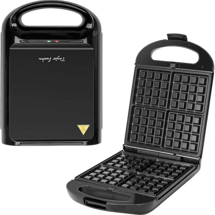 Taylor Swoden 3-in-1 Sandwichmaker, Waffeleisen und Backblech für 4 Sandwiches, 1200W, Schwarz, BPA-frei, schnelles Garen, einfache Reinigung